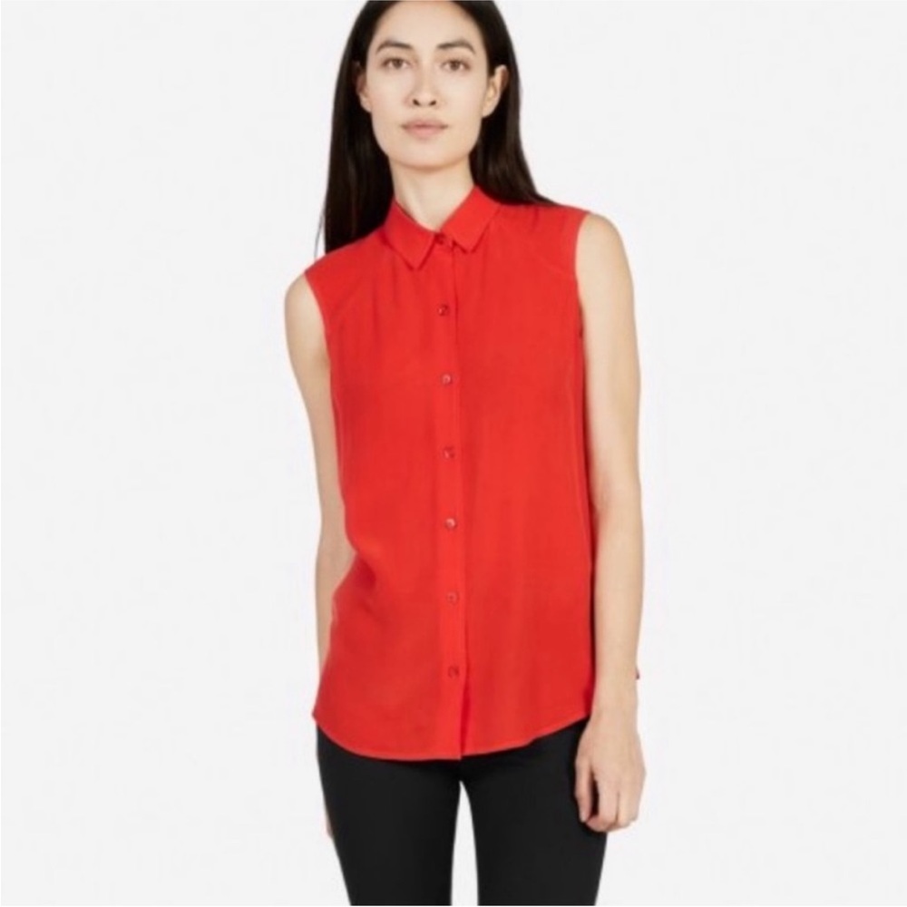 Everlane red silk sleeveless tank S